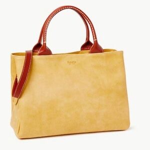Roots Mont Royal Leather Shoulder Bag (pale yellow)